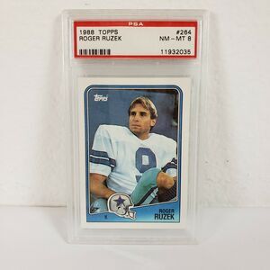 ROGER RUZEK 1988 Topps Football Card #264 Graded PSA 8 GEM MT Cowboys
